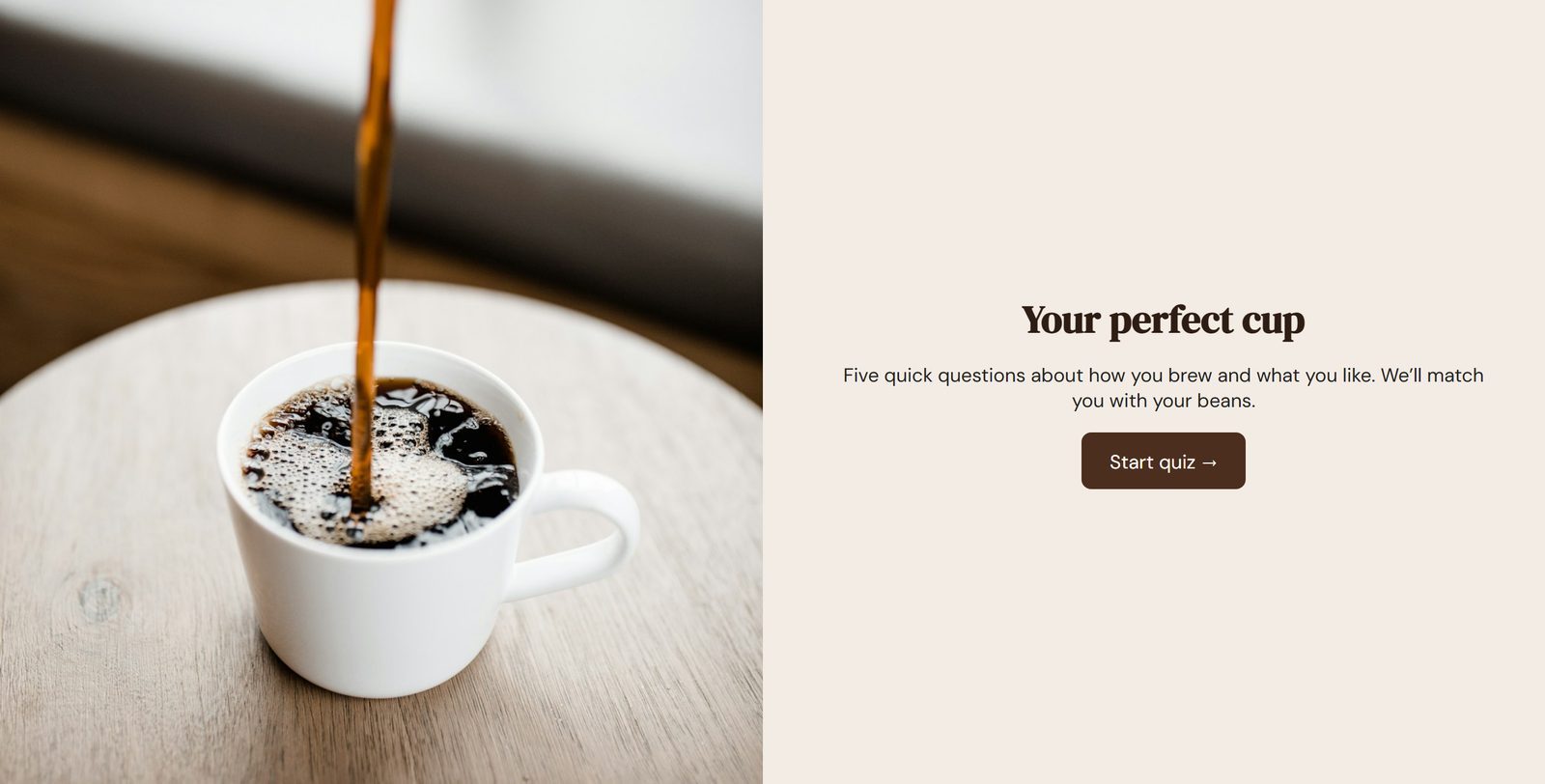 Coffee finder: start page