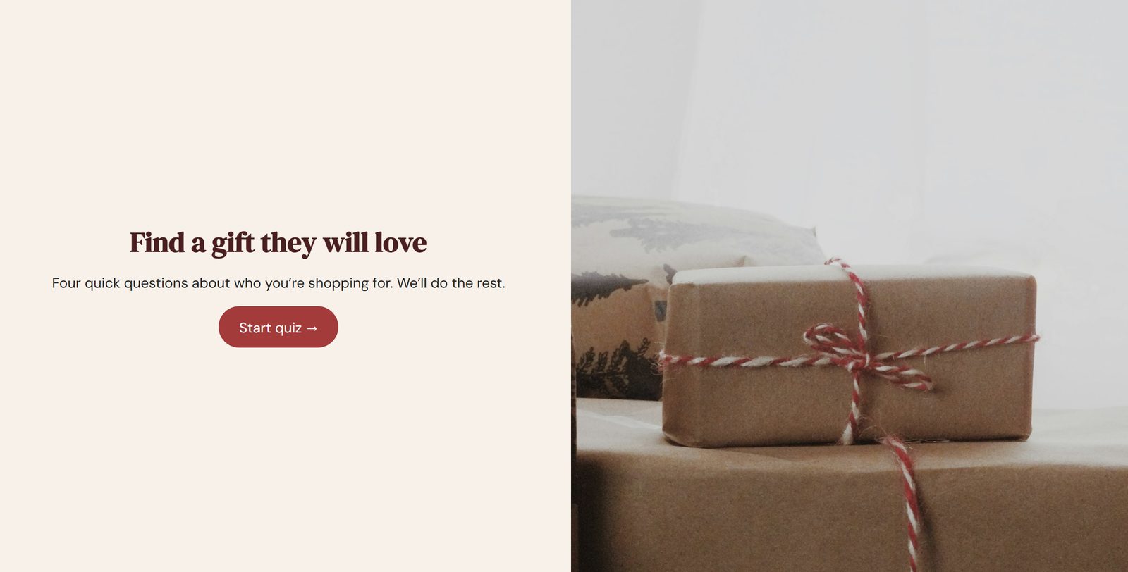 Gift finder: start page