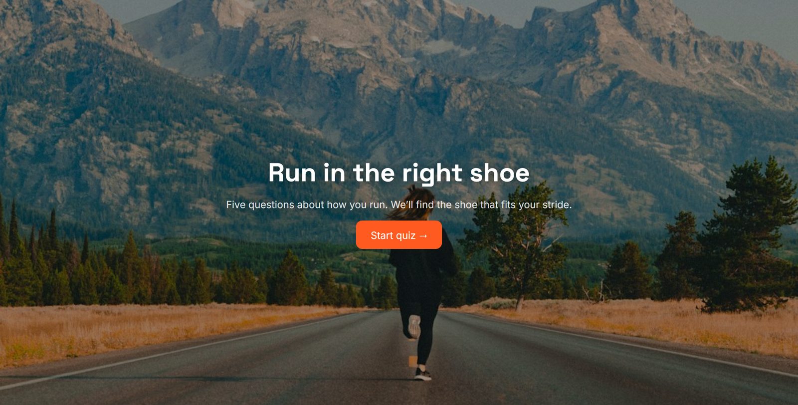 Running shoe finder: start page
